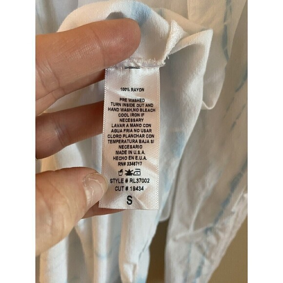 T.Party Tie Dyed Blue & White Cold Shoulder Top Sz.S - Picture 4 of 4